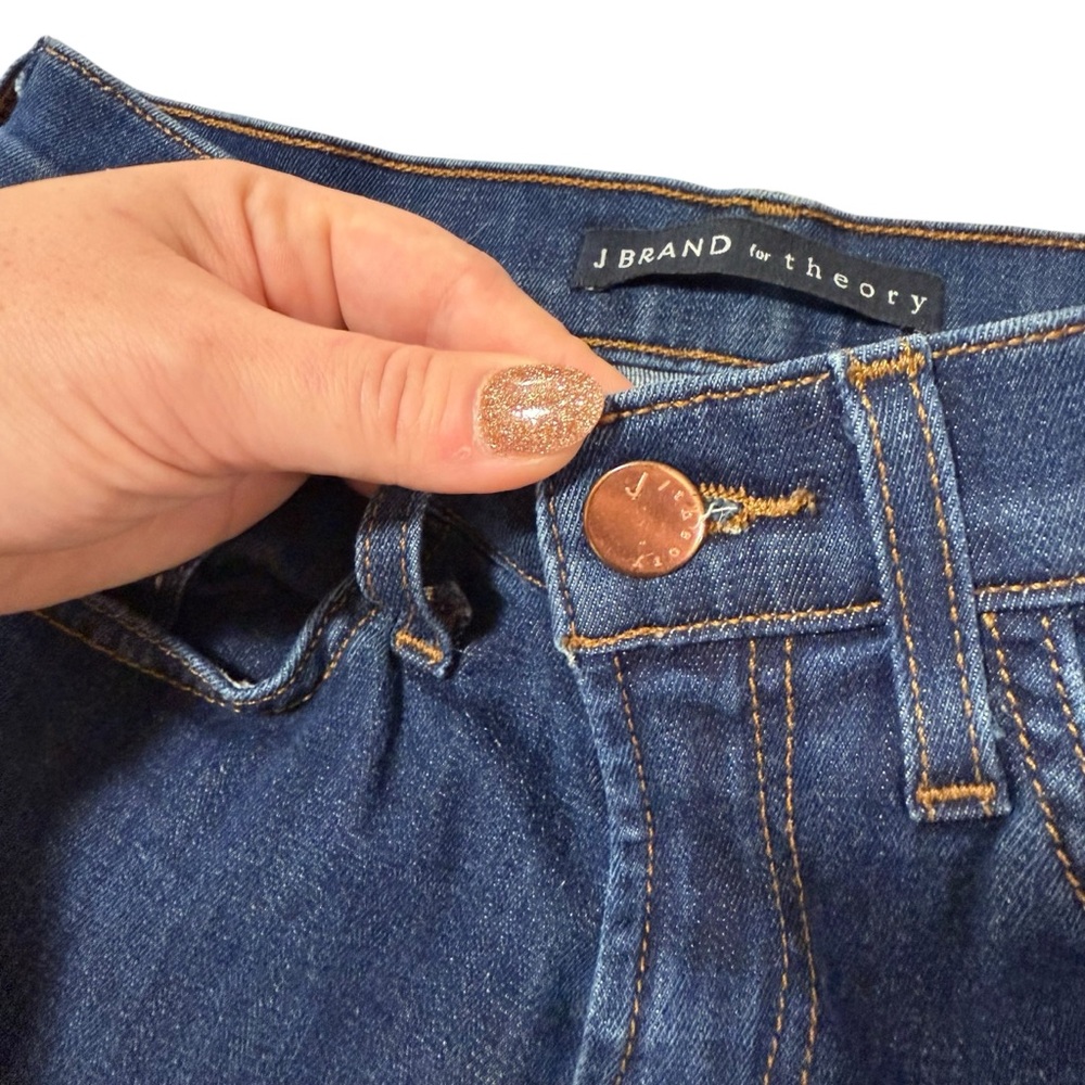 J Brand for Theory Dark Indigo Blue Mid Rise Slim Boyfriend Leg Jeans Size 23 - Picture 5 of 11